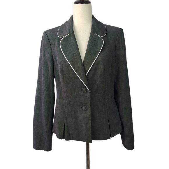 White House Black Market Black White Pin Dot 2 Button Jacket Blazer Size 10 - Picture 1 of 6